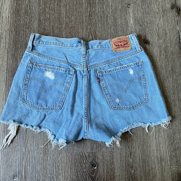 Levi's Blue Distressed Jean Shorts Casual Style - Picture 4 of 5